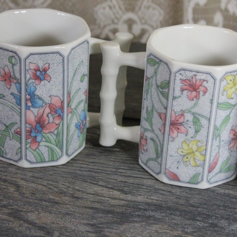 Five  Takahashi Vintage Floral Vine  Octagonal Cups-KL1B - Picture 6 of 6